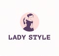 Lady style emblem design template isolated on light background. Royalty Free Stock Photo